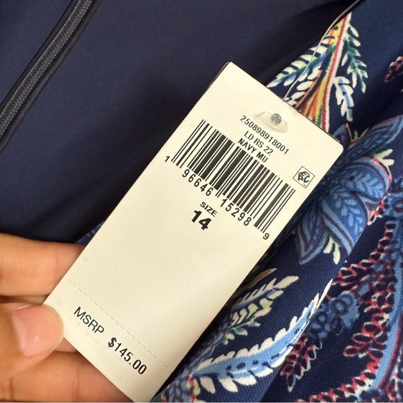 Lauren Ralph Lauren Size 14 Women's Blue Floral Jersey Long-Sleeve Dress NEW! - Picture 4 of 6